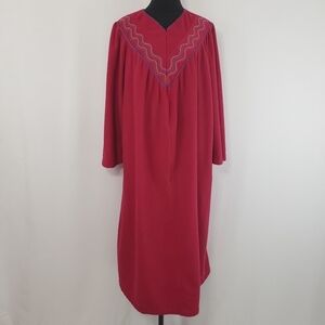 Vintage 90s Adonna Women's Grannycore Burgundy Long Housecoat Sz Med Comfy